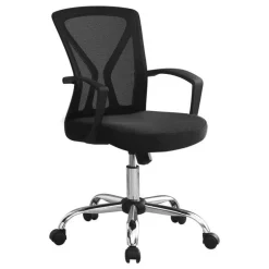 Office chair - black / chrome base on castors - Monarch