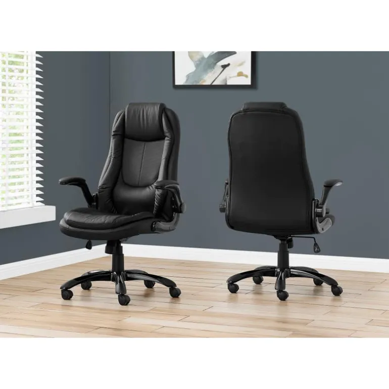 Office chair - black leather-look / high back executive - Monarch