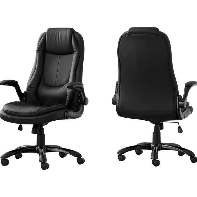 Office chair - black leather-look / high back executive - Monarch