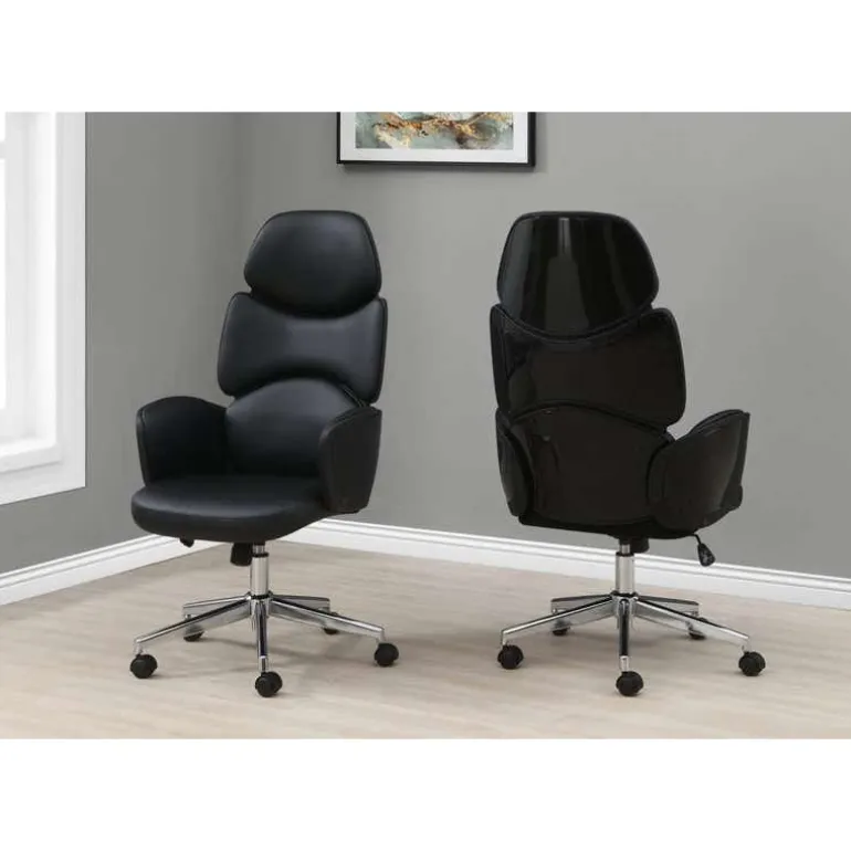 Office chair - executive / padded backrest and sides / metal base - adjustabl - Monarch