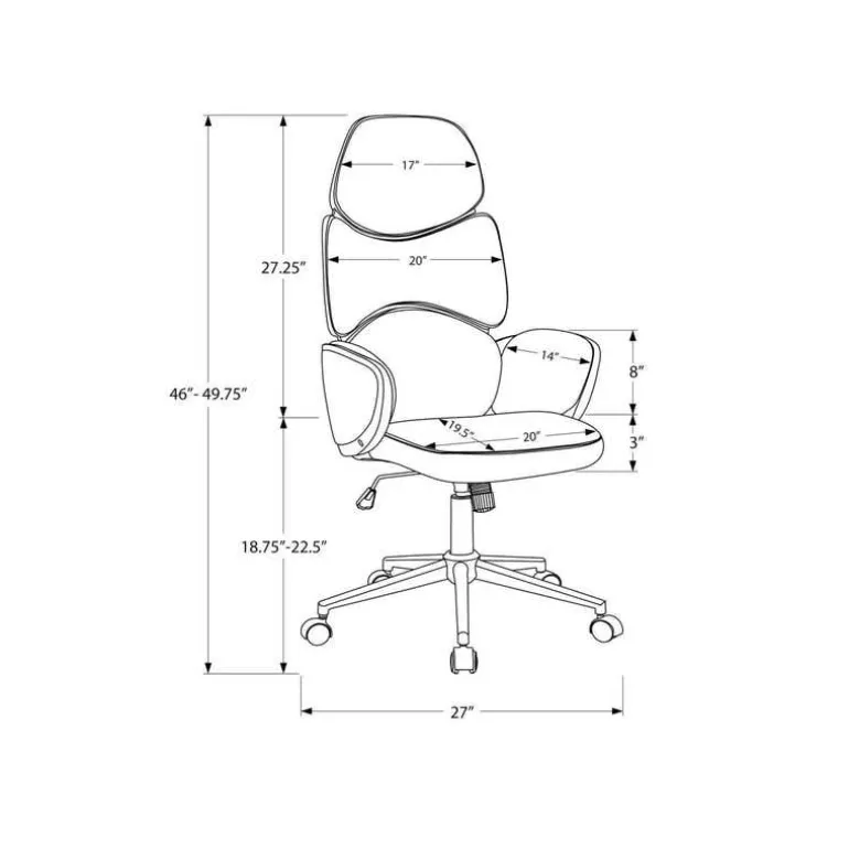 Office chair - executive / padded backrest and sides / metal base - adjustabl - Monarch