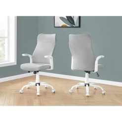 Office chair - executive / fixed armrests - adjustable height - grey fabric / - Monarch