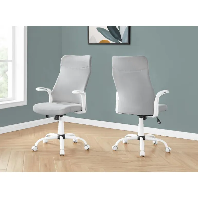 Office chair - executive / fixed armrests - adjustable height - grey fabric / - Monarch