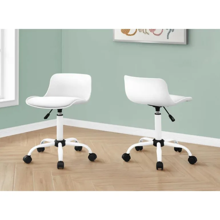 Office chair - juvenile low back - adjustable height white - Monarch