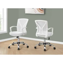 Office chair - white / chrome base on castors - Monarch