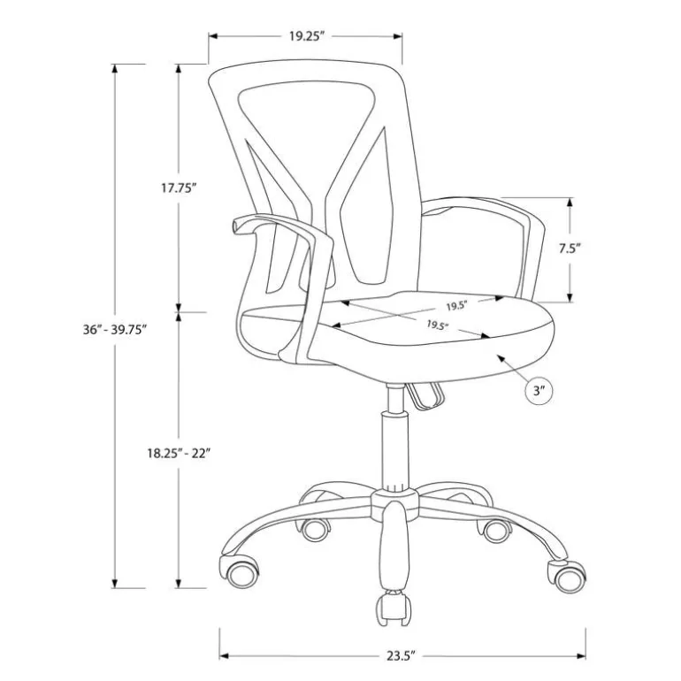 Office chair - white / chrome base on castors - Monarch