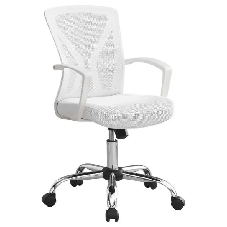 Office chair - white / chrome base on castors - Monarch