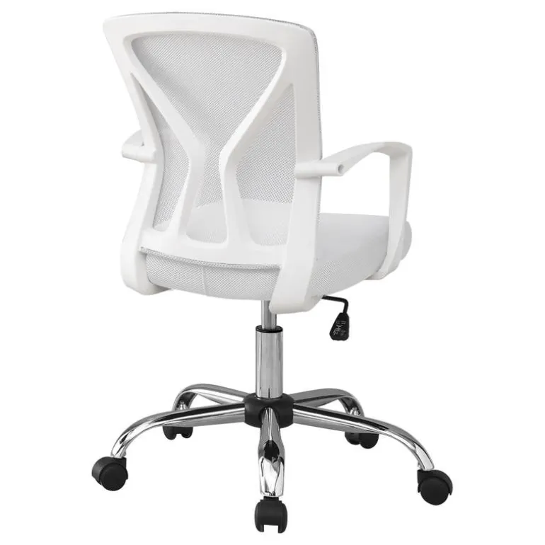 Office chair - white / chrome base on castors - Monarch