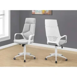 Office chair - white / grey fabric / high back executive - Monarch