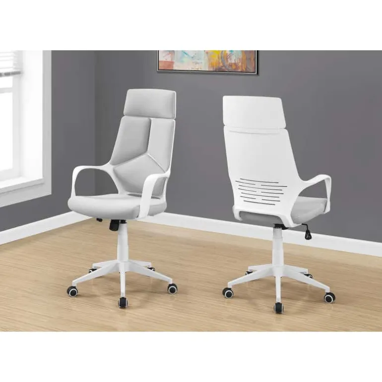 Office chair - white / grey fabric / high back executive - Monarch