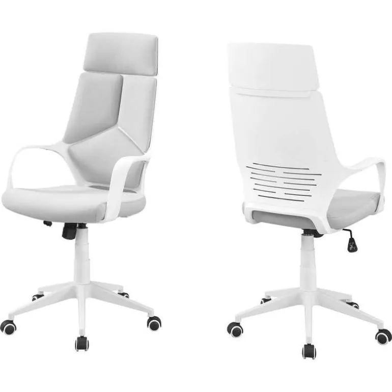 Office chair - white / grey fabric / high back executive - Monarch