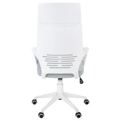 Office chair - white / grey fabric / high back executive - Monarch
