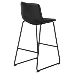 Office chair   standing desk / metal frame - curved backrest / black leather- - Monarch