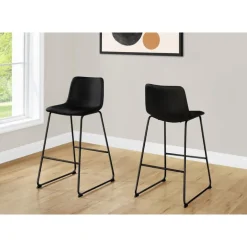 Office chair   standing desk / metal frame - curved backrest / black leather- - Monarch