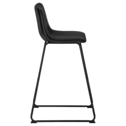 Office chair   standing desk / metal frame - curved backrest / black leather- - Monarch