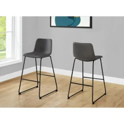Office chair   standing desk / metal frame - curved backrest / grey leather-l - Monarch
