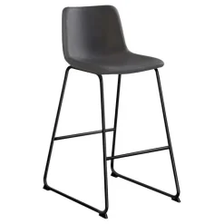 Office chair standing desk / metal frame - curved backrest / grey leather-l - Monarch