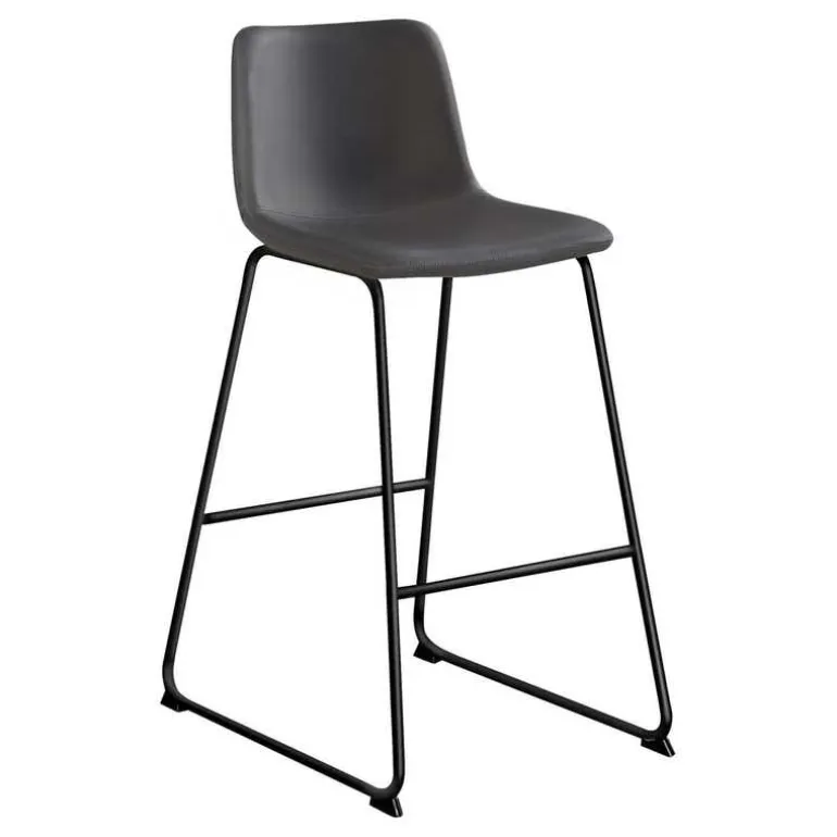 Office chair standing desk / metal frame - curved backrest / grey leather-l - Monarch