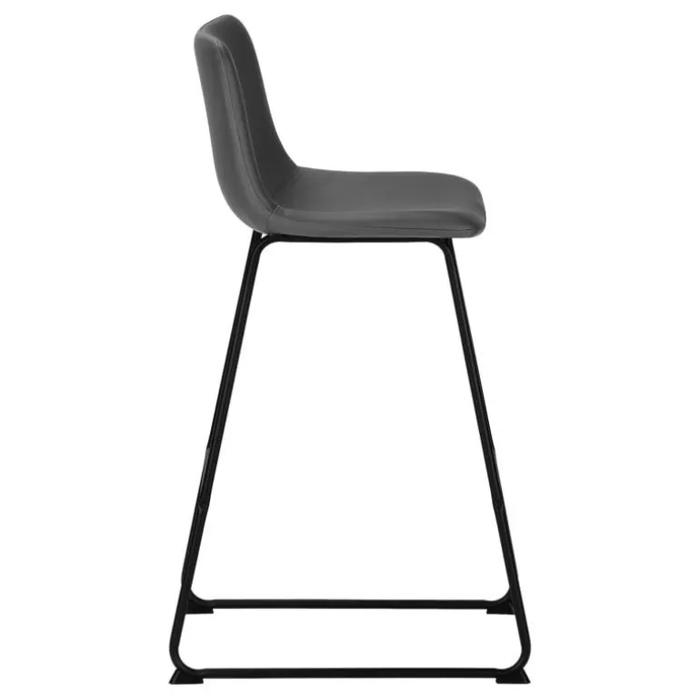 Office chair standing desk / metal frame - curved backrest / grey leather-l - Monarch
