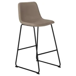 Office chair standing desk / metal frame - curved backrest / taupe leather- - Monarch
