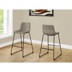 Office chair standing desk / metal frame - curved backrest / taupe leather- - Monarch