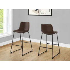 Office chair   standing desk / metal frame - curved backrest / brown leather- - Monarch