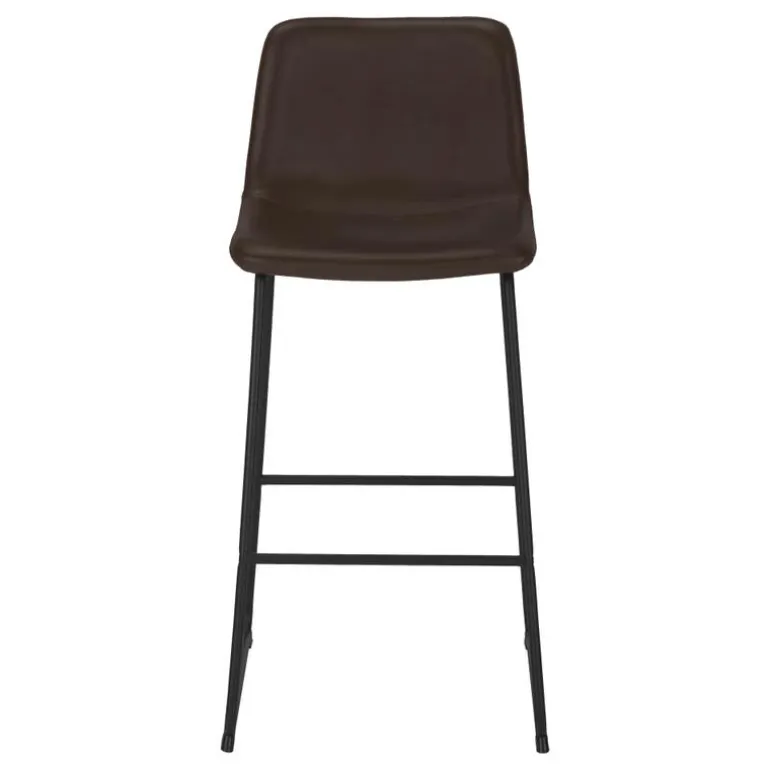 Office chair standing desk / metal frame - curved backrest / brown leather- - Monarch