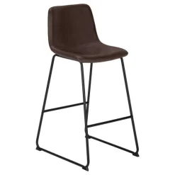 Office chair standing desk / metal frame - curved backrest / brown leather- - Monarch