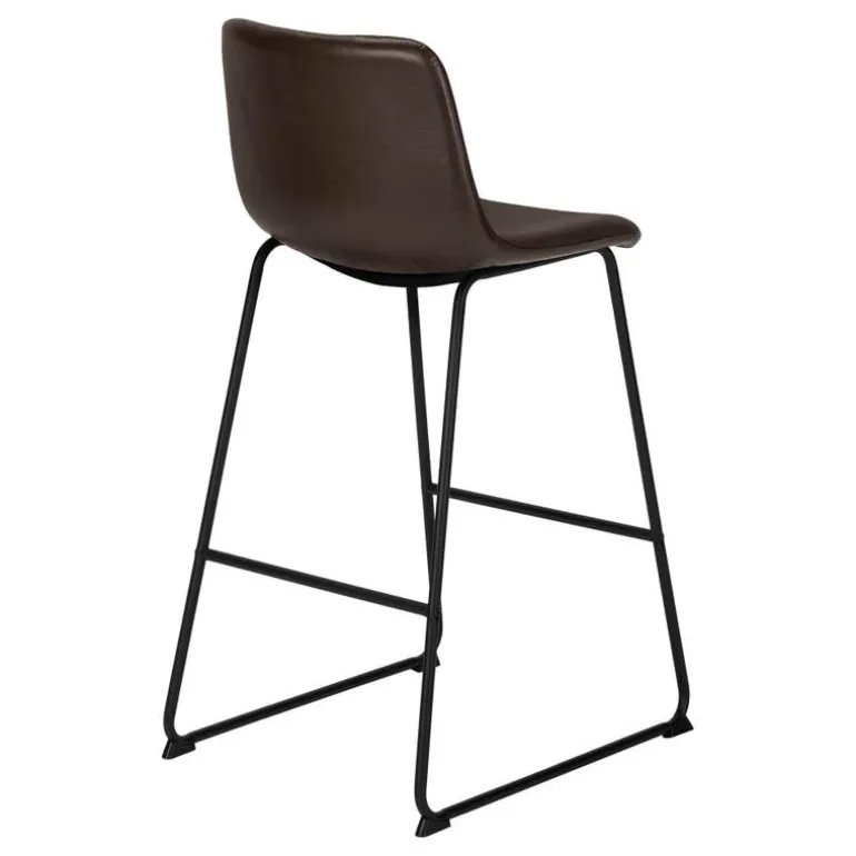 Office chair standing desk / metal frame - curved backrest / brown leather- - Monarch