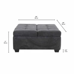 Ottoman with Storage - Charcoal Grey