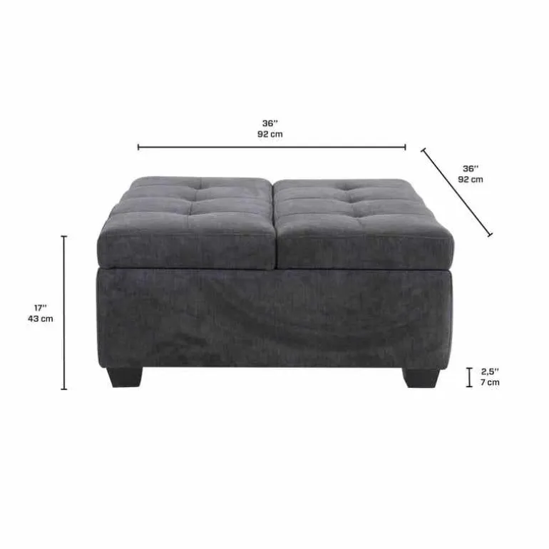 Ottoman with Storage - Charcoal Grey