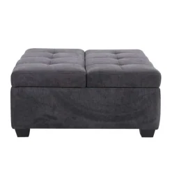 Ottoman with Storage - Charcoal Grey