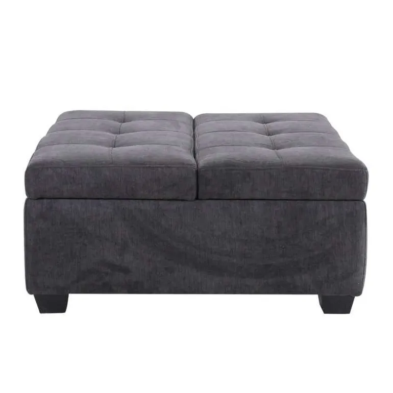 Ottoman with Storage - Charcoal Grey