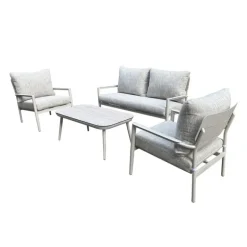 Outdoor Aluminum Conversation Set with Coffee Table - 4 pcs