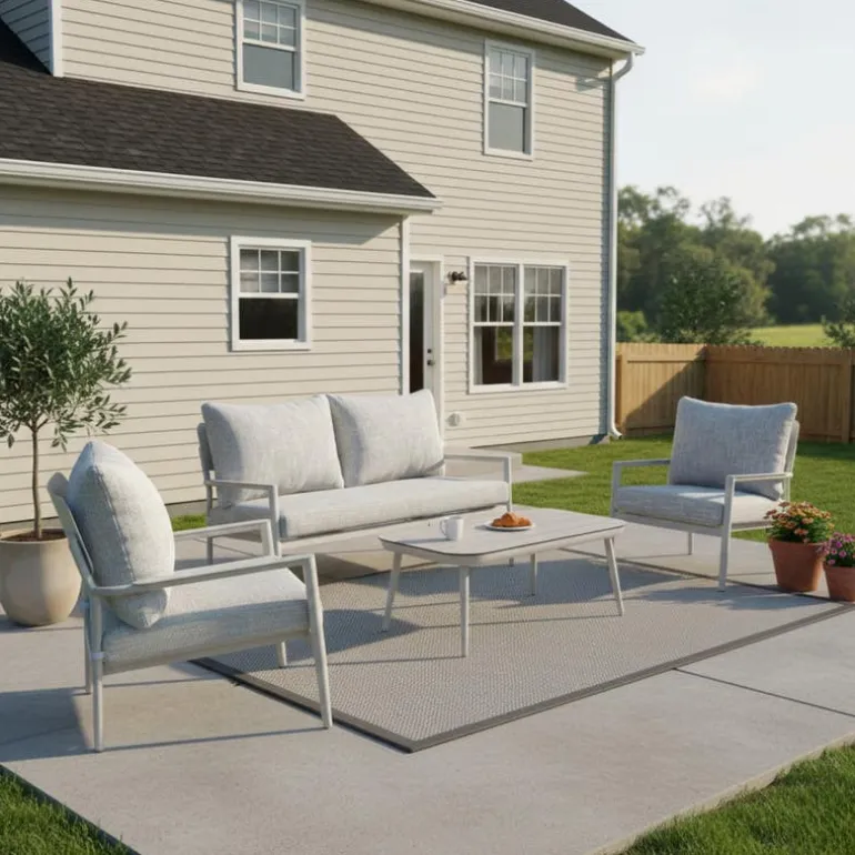 Outdoor Aluminum Conversation Set with Coffee Table - 4 pcs