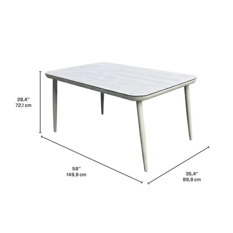 Outdoor Aluminum Dining Set with Tempered Glass Top and 4 Chairs