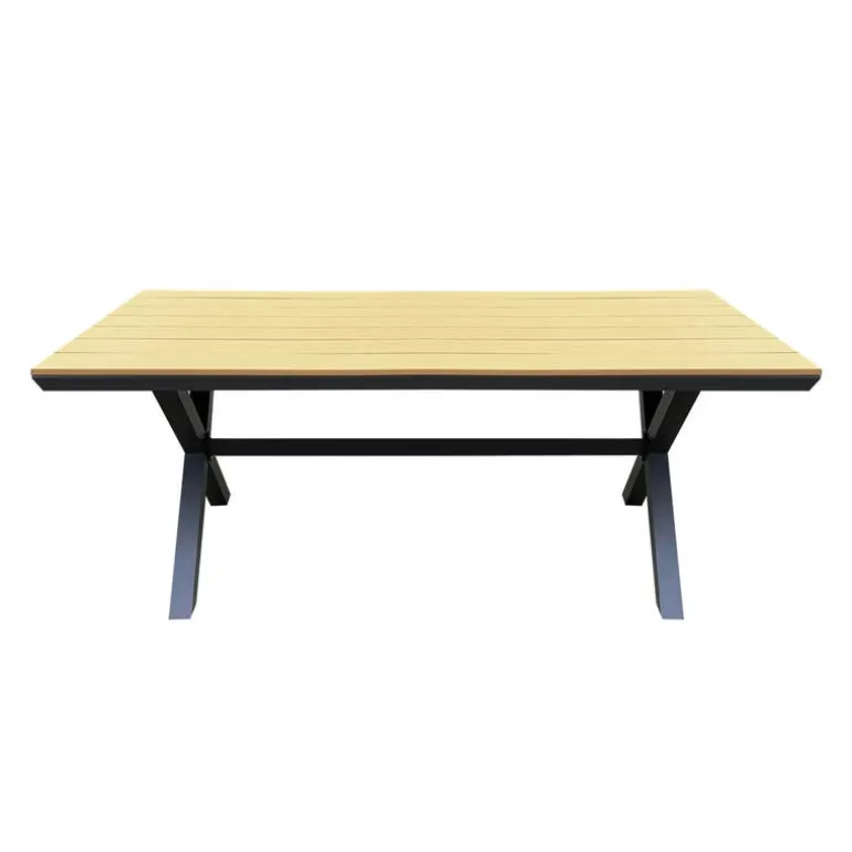 Outdoor Polywood and Aluminum Dining Table with Trestle Base