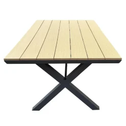 Outdoor Polywood and Aluminum Dining Table with Trestle Base