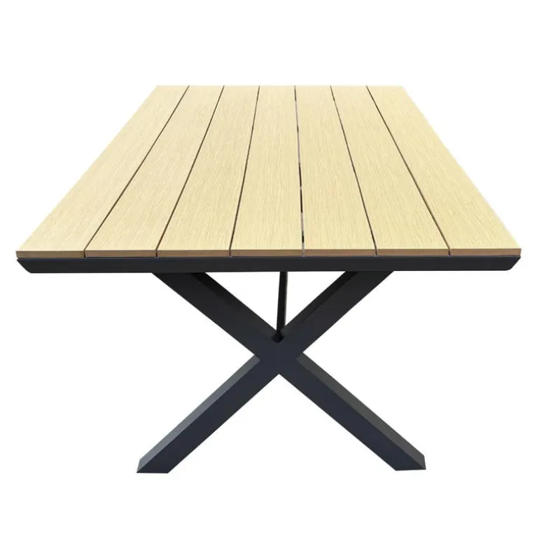 Outdoor Polywood and Aluminum Dining Table with Trestle Base