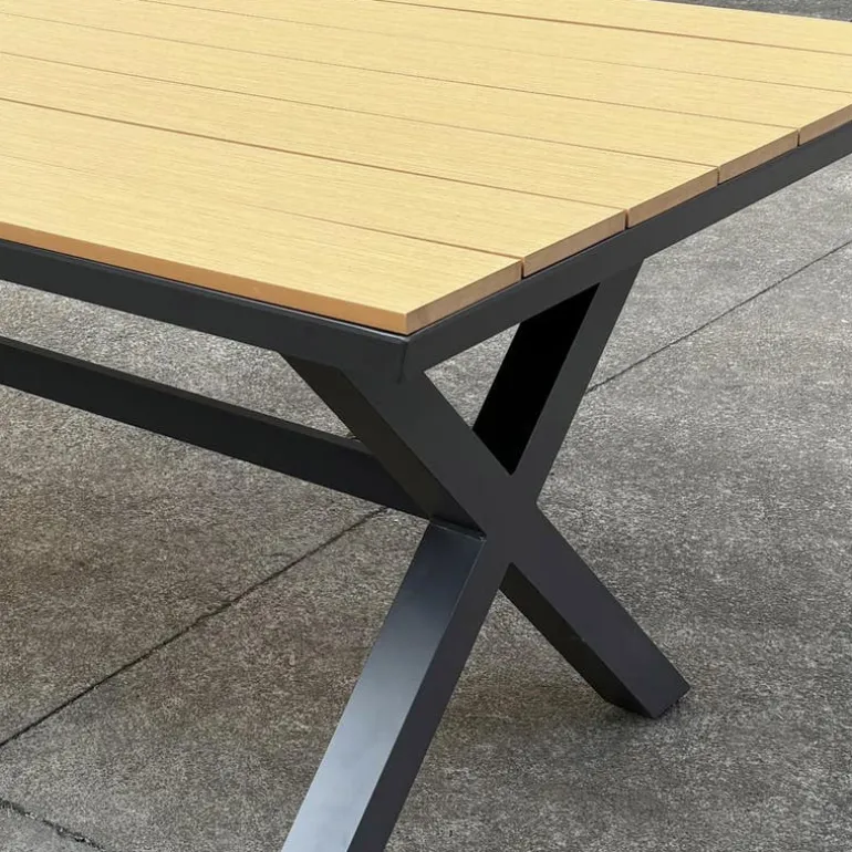 Outdoor Polywood and Aluminum Dining Table with Trestle Base