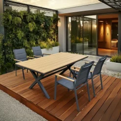 Outdoor Polywood and Aluminum Table with 4 Chairs