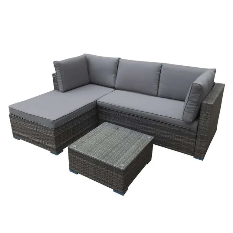Outdoor Rattan Sectional with Coffee Table - 2 pcs