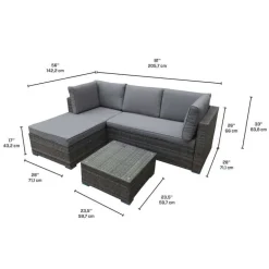 Outdoor Rattan Sectional with Coffee Table - 2 pcs