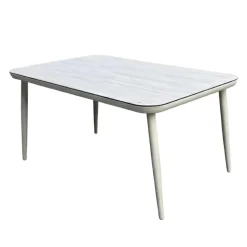 Outdoor Rectangular Aluminum Table with Tempered Glass Top