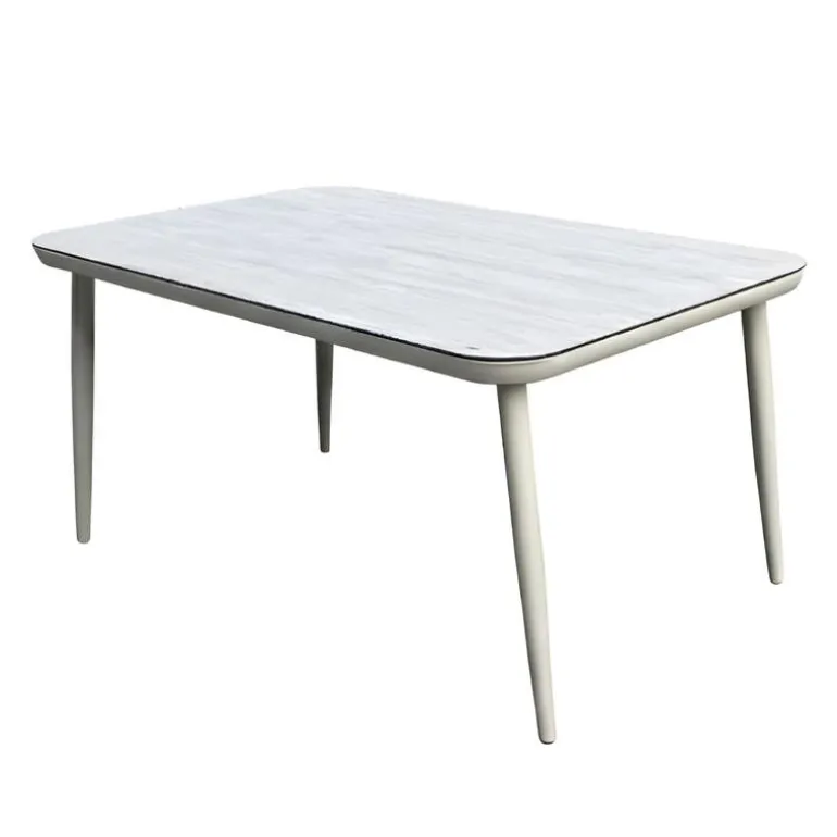 Outdoor Rectangular Aluminum Table with Tempered Glass Top