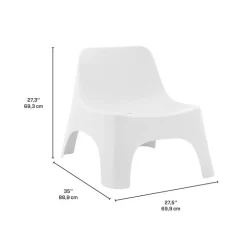 Outdoor Resin Conversation Set with 1 Accent Table and 2 Stackable Seats - White