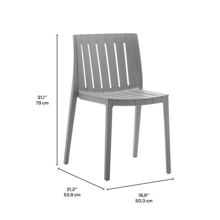 Outdoor Resin Dining Set with 1 Rectangular Table and 6 Stackable Chairs - Grey