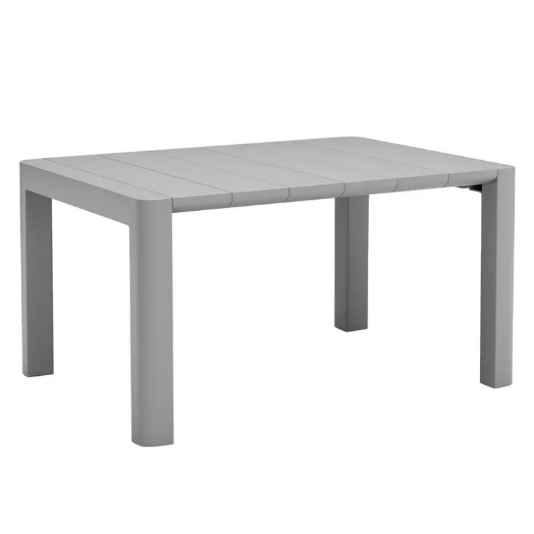 Outdoor Resin Dining Set with 1 Rectangular Table and 6 Stackable Chairs - Grey
