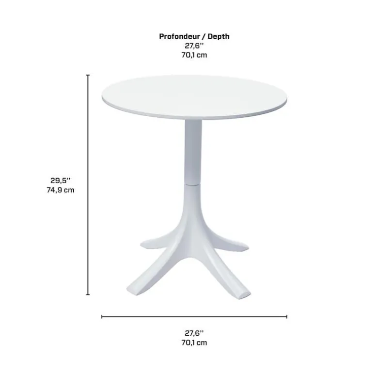 Outdoor Resin Dining Set with 1 Round Table and 4 Stackable Chairs - White
