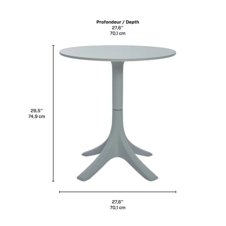Outdoor Resin Dining Set with 1 Round Table and 4 Stackable Chairs - Grey